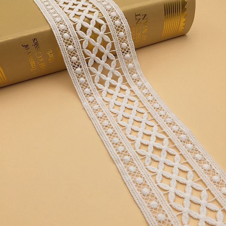 New Arrival Milk Silk Water Soluble Lace Cotton Elastic White Hollow Embroidery Garment Tassel Fringe Lace Trim For Clothing