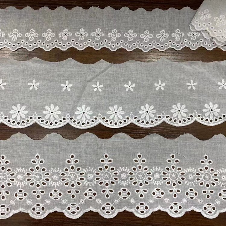 Factory Sale Various Widely Used White Elastic Embroidered Lace Tulle Trim