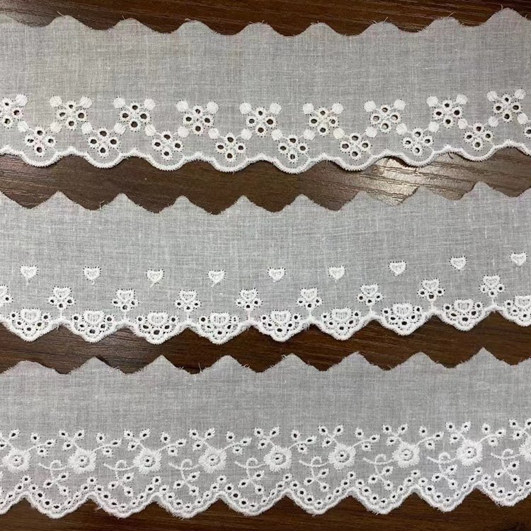 Factory Sale Various Widely Used White Elastic Embroidered Lace Tulle Trim