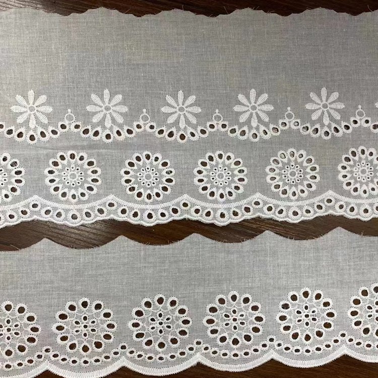 Factory Sale Various Widely Used White Elastic Embroidered Lace Tulle Trim