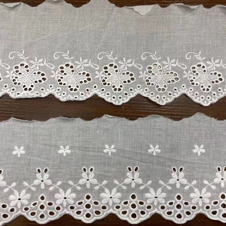 Factory Sale Various Widely Used White Elastic Embroidered Lace Tulle Trim