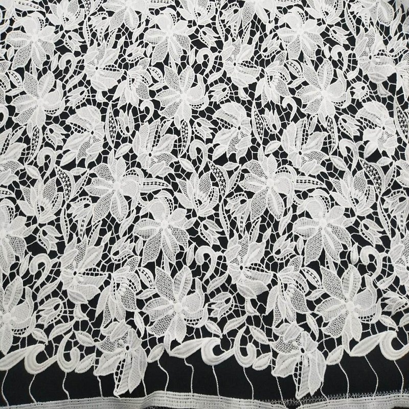 Milk Silk Embroidery Tulle Wedding Lace Dress Fabric African Water Soluble Fabric 2023 Luxury Embroidered Sustainable Lace Trim