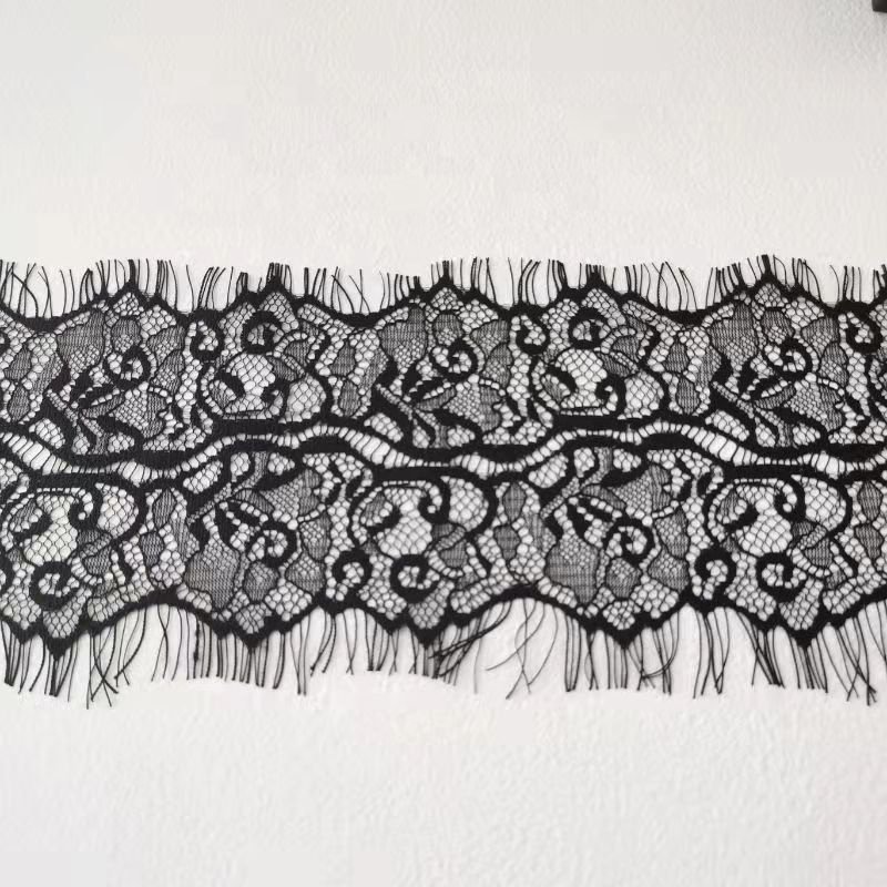 ZJ025 Economic White Wide 11cm Lace Trim Elasticated Lace Nylon Eyelash Lace Trim for Wedding Underwear Pajamas