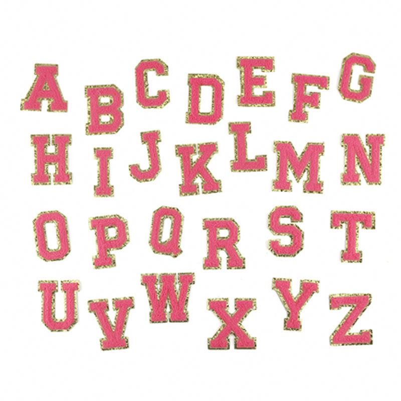 Stock Multi Color Black Self Adhesive with 3M Sticker Fuzzy Glitter Trim Iron Stick A-Z Alphabet Letters DIY Embroidered Patches