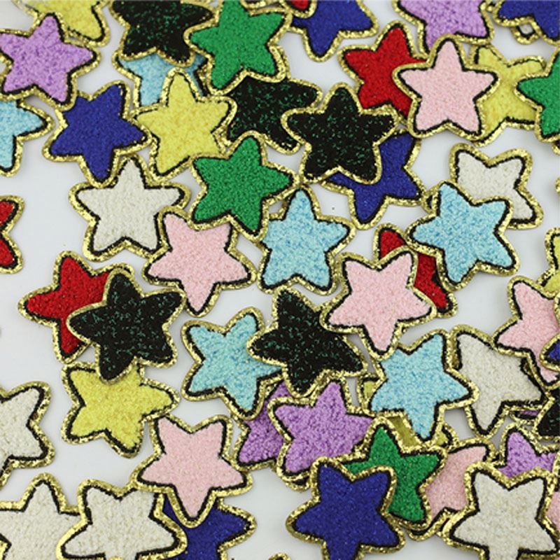Stock Multi Color Black Self Adhesive with 3M Sticker Fuzzy Glitter Trim Iron Stick A-Z Alphabet Letters DIY Embroidered Patches