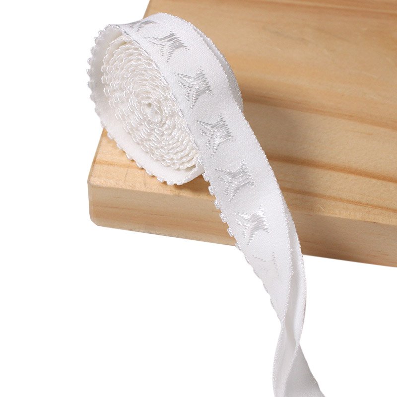 Wholesale jacquard webbing tape custom lace scalloped elastic trim