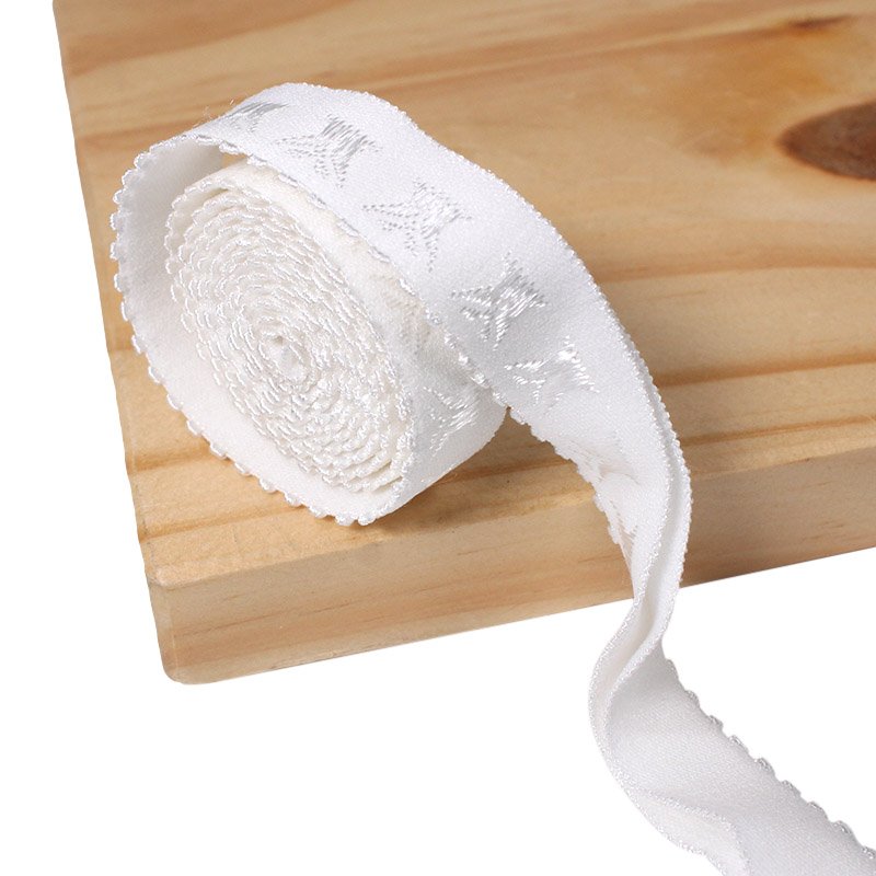 Wholesale jacquard webbing tape custom lace scalloped elastic trim