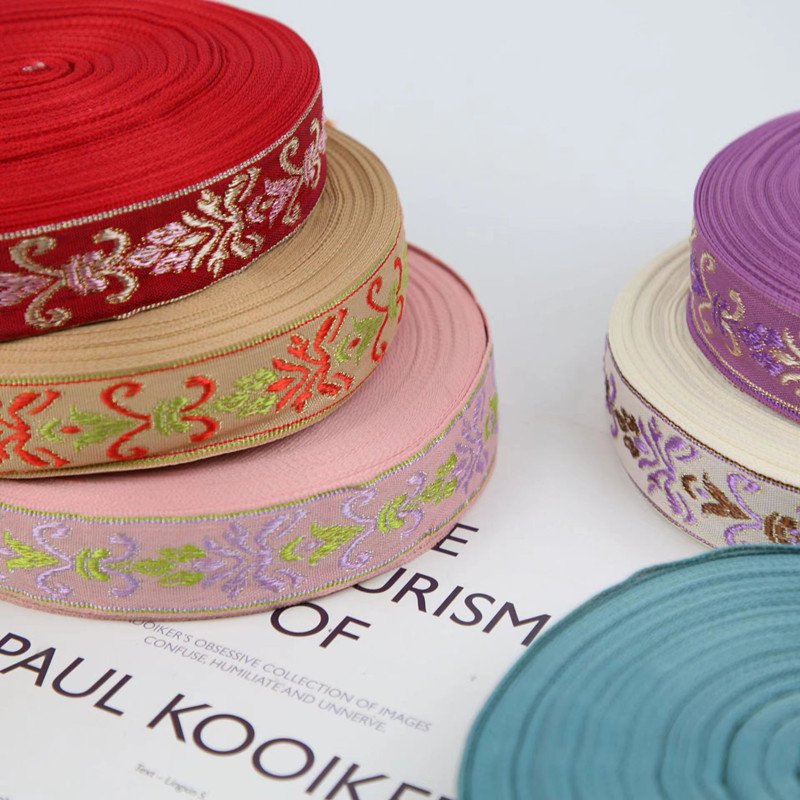Wholesale 3cm Custom Recycled Material Polyester Nylon webbing custom embroidery jacquard webbing for shorts