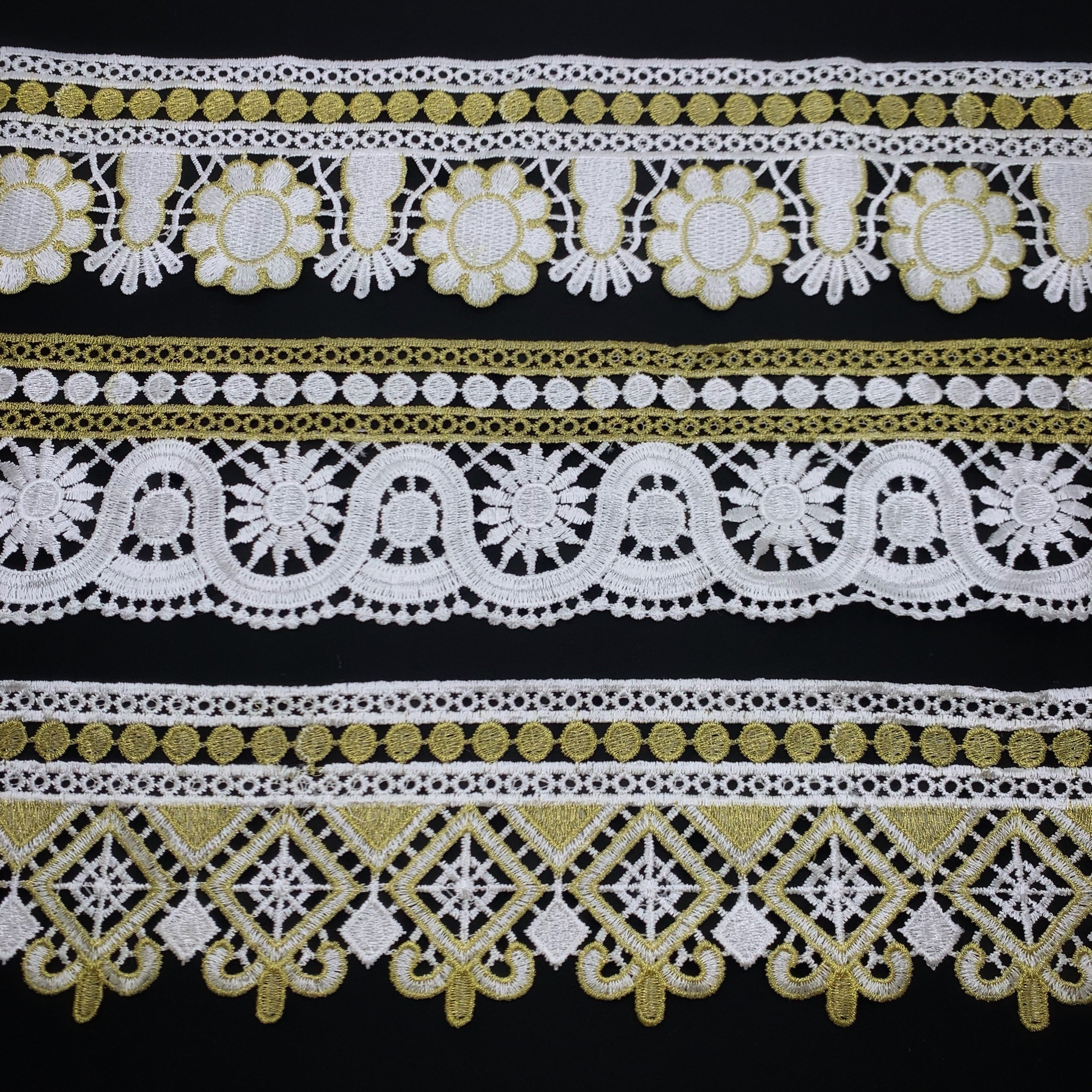 Luxury Africa Guipure Embroidery Renda Gold Organza flower Lace Trim