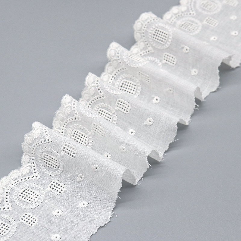 fashion designer skin-friendly embroidered lace trim customized pattern cotton lace trim for kids clothing