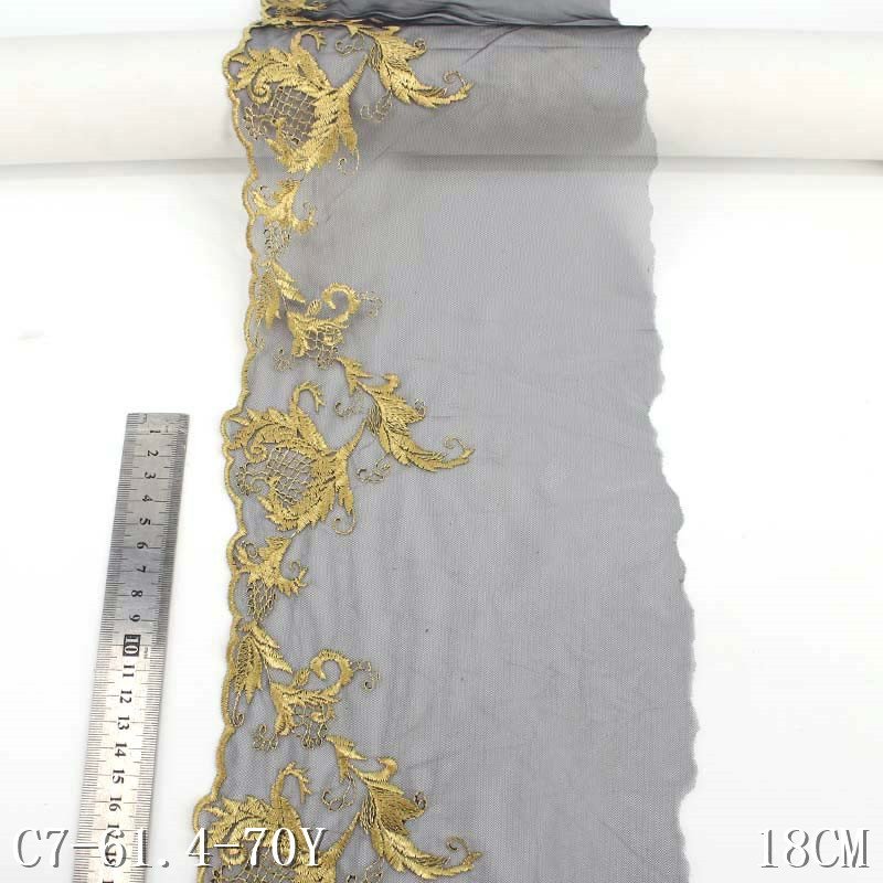 Single-Sided Gold Flower 3D Polyester Embroidery Lace Trim Golden Laces Fabric Accessories Trim Cloth Dress Underwear Curtain