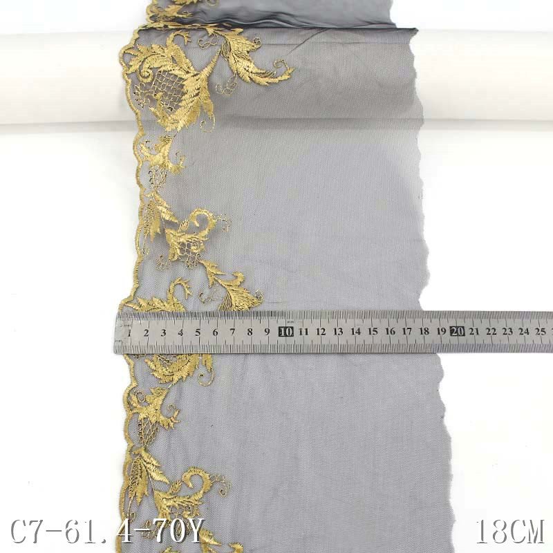 Single-Sided Gold Flower 3D Polyester Embroidery Lace Trim Golden Laces Fabric Accessories Trim Cloth Dress Underwear Curtain