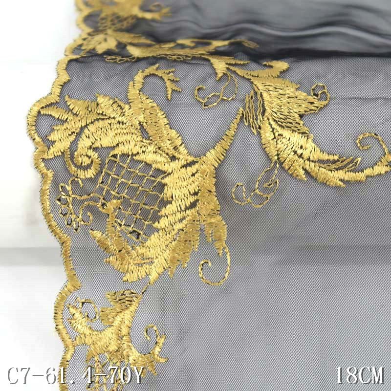 Single-Sided Gold Flower 3D Polyester Embroidery Lace Trim Golden Laces Fabric Accessories Trim Cloth Dress Underwear Curtain