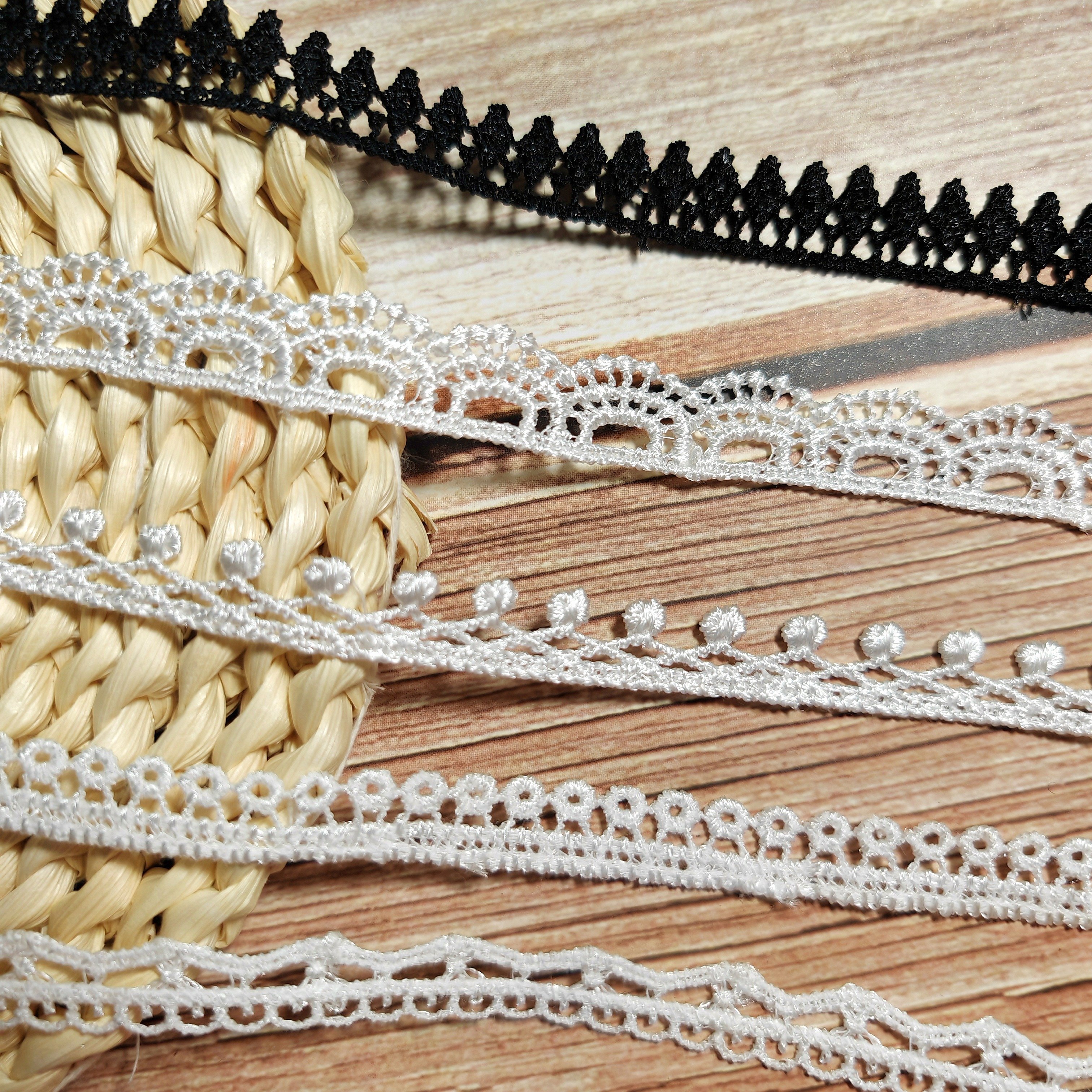 Narrow lace trim white water soluble Trim low price low price latest african lace fabric embroidery for hijab