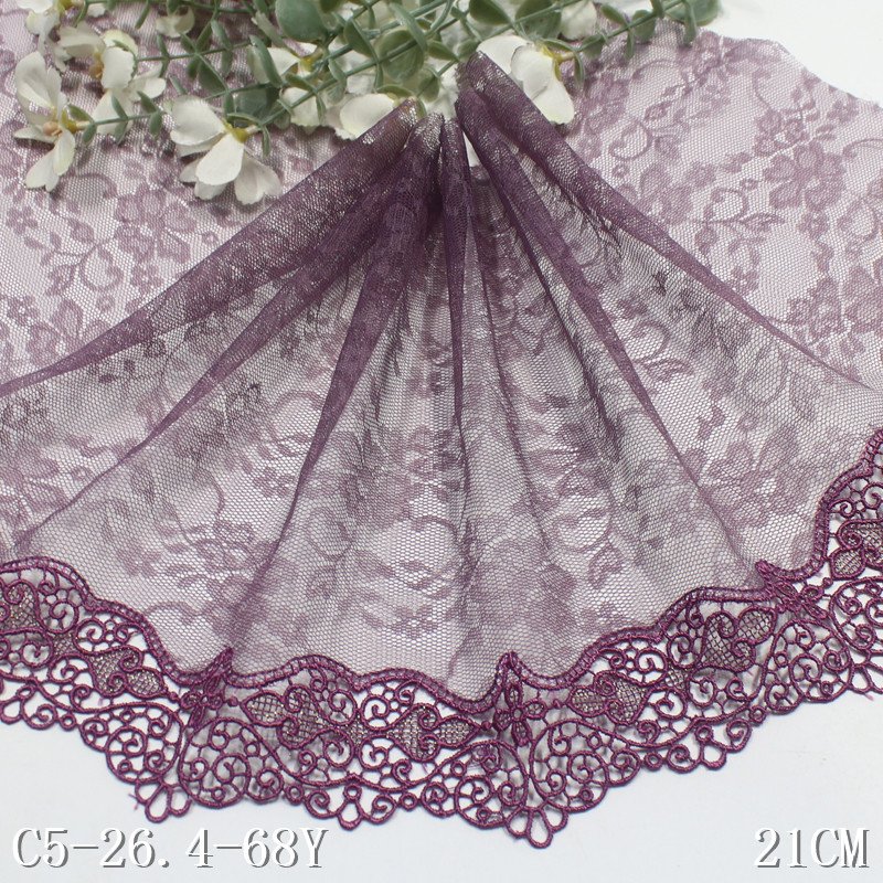 Stock Lingerie Popular 21cm nude Tulle Embroidered floral encaje Lace Trim Perforation Lace Fabric For Women Dress accessories