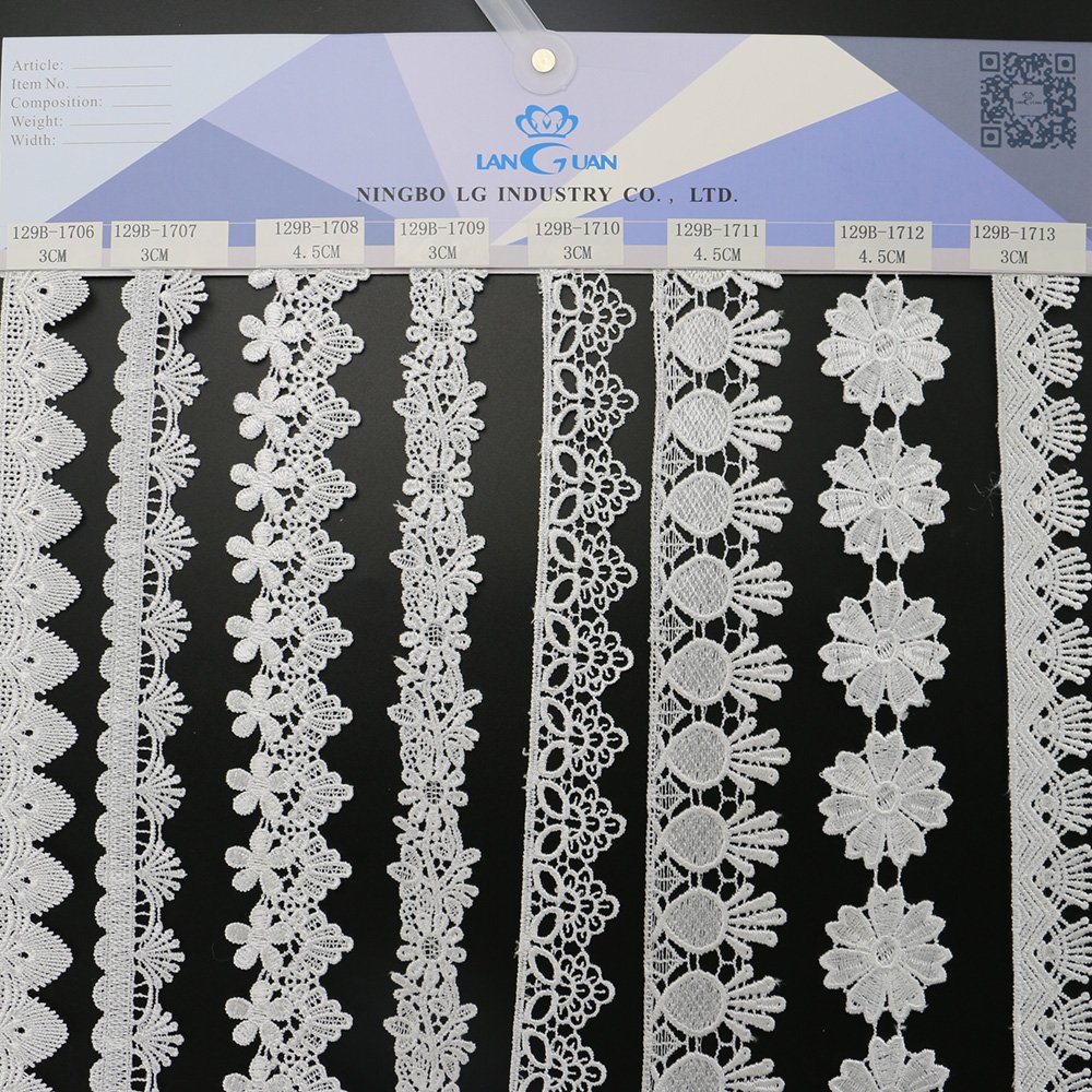 Customized Embroidery Polyester Guipure Lace Trim Ribbon for Garment