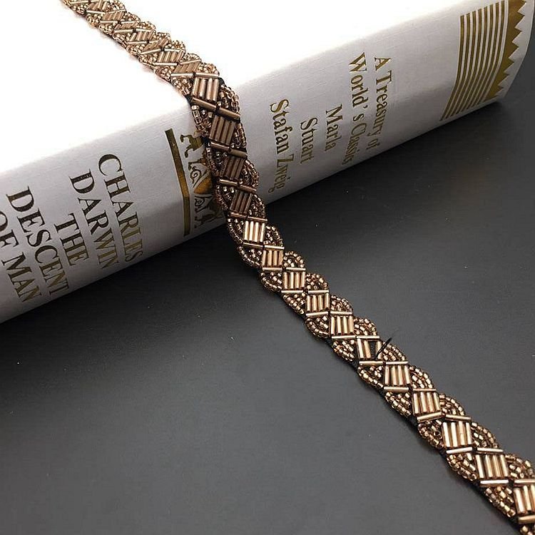 Handmade bead bar code beaded decorative trims accessories hand nailing bead embroidery lace trim