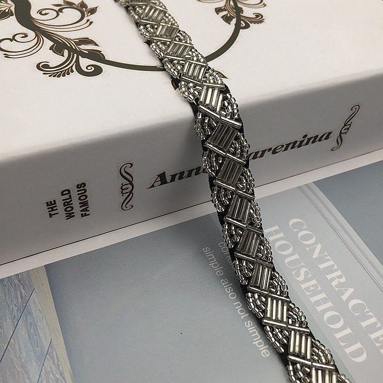 Handmade bead bar code beaded decorative trims accessories hand nailing bead embroidery lace trim