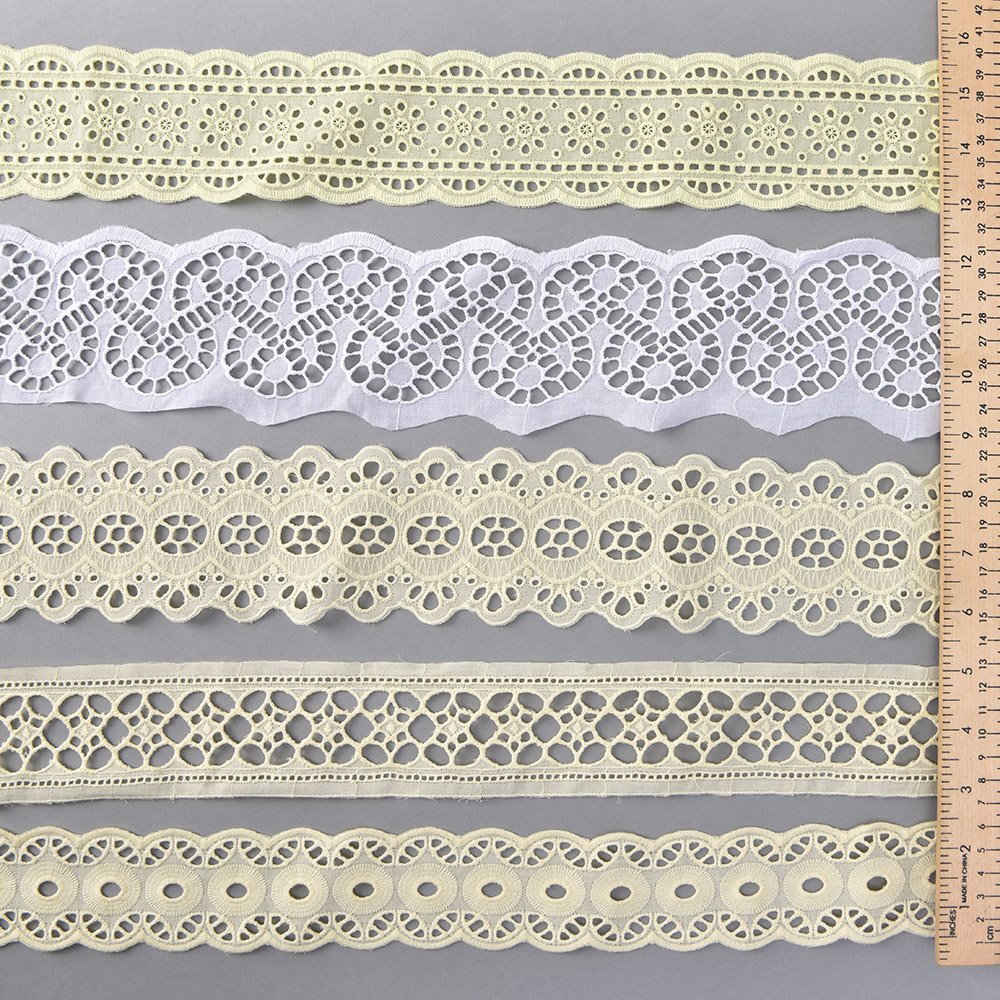 Wholesale Factory Lower Price Embroidered Cotton Lace Trim with Assorted Patterns for Decorations DIY