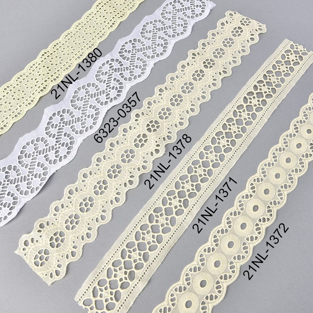Wholesale Factory Lower Price Embroidered Cotton Lace Trim with Assorted Patterns for Decorations DIY