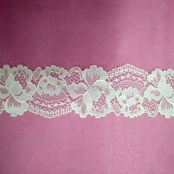 elegant and shapely elastic ivory mesh swiss lace trim
