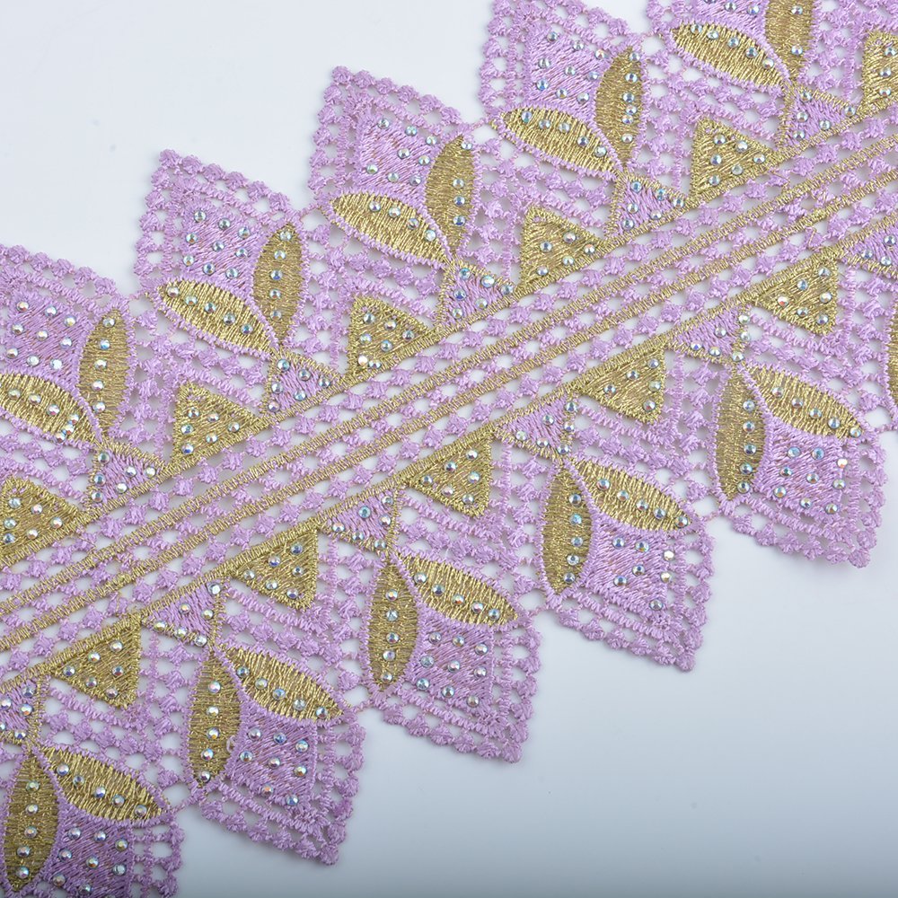 Factory direct colors Trimming lace Embroidery border lace trim with rhinestone garment clothes