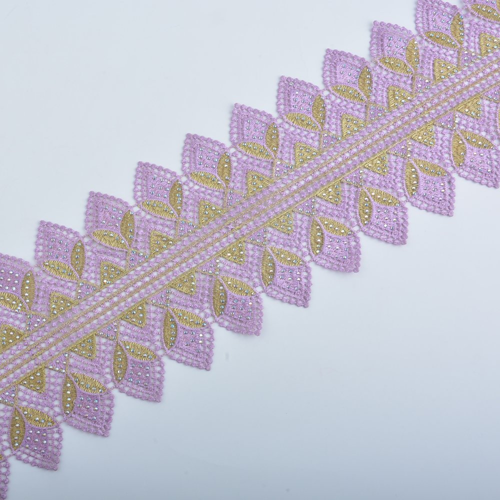 Factory direct colors Trimming lace Embroidery border lace trim with rhinestone garment clothes