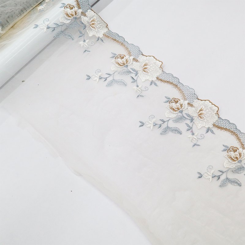 Elegant Flower pattern design 19cm embroidery lace trim for Lingerie Underwear