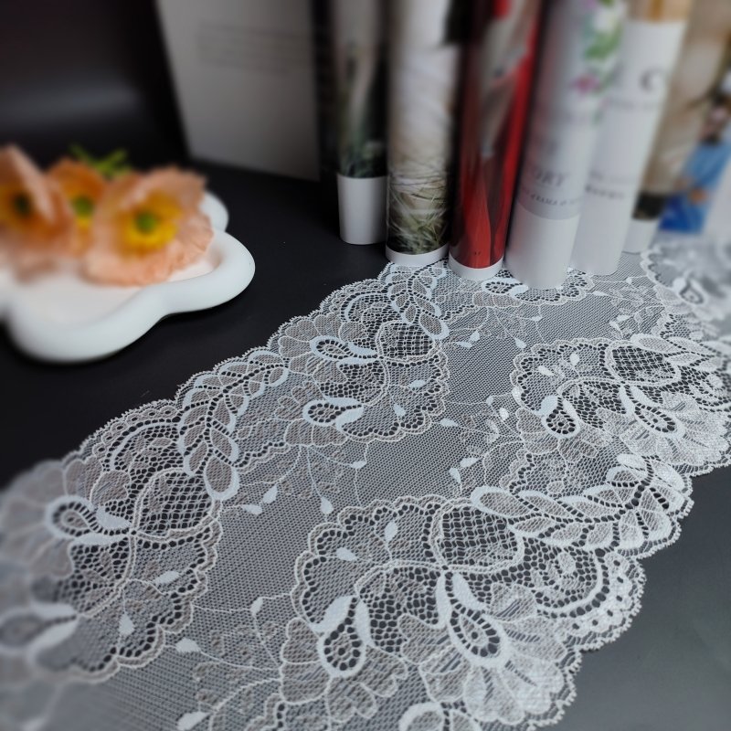Hot Sale Soft French Underwear Trims White Fabric Wide Knitted Nylon Elastic Lace Edge