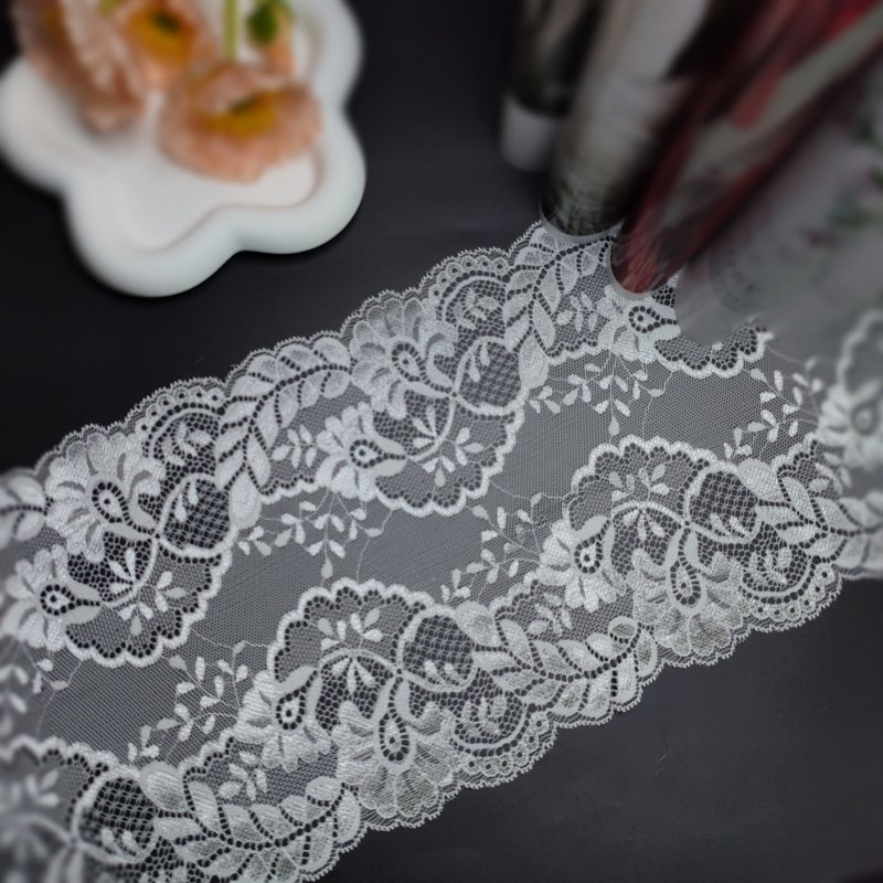 Hot Sale Soft French Underwear Trims White Fabric Wide Knitted Nylon Elastic Lace Edge
