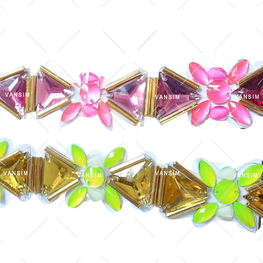 Costume iron on rhinestone applique resin gems colorful stone carnival trimming Carnival cloth