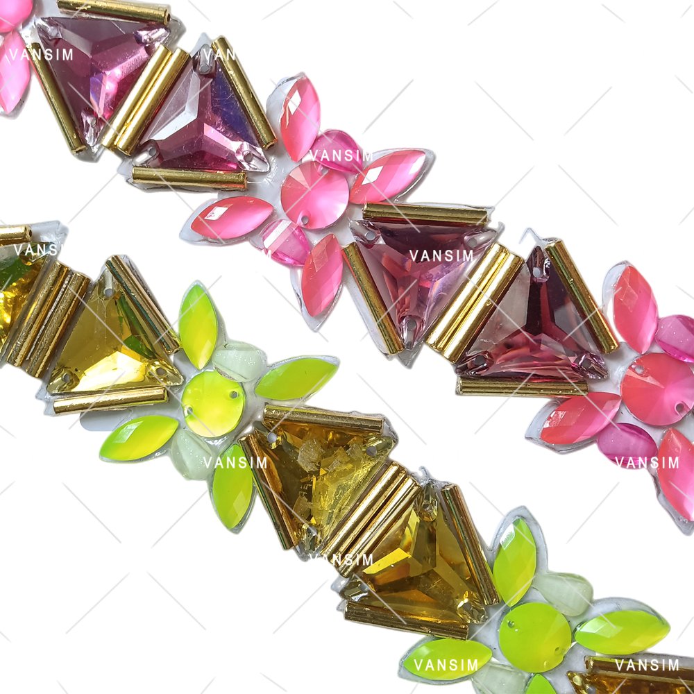 Costume iron on rhinestone applique resin gems colorful stone carnival trimming Carnival cloth