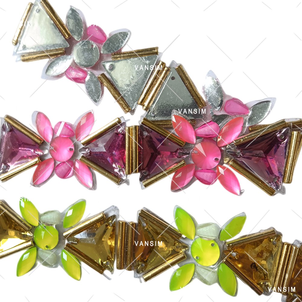 Costume iron on rhinestone applique resin gems colorful stone carnival trimming Carnival cloth