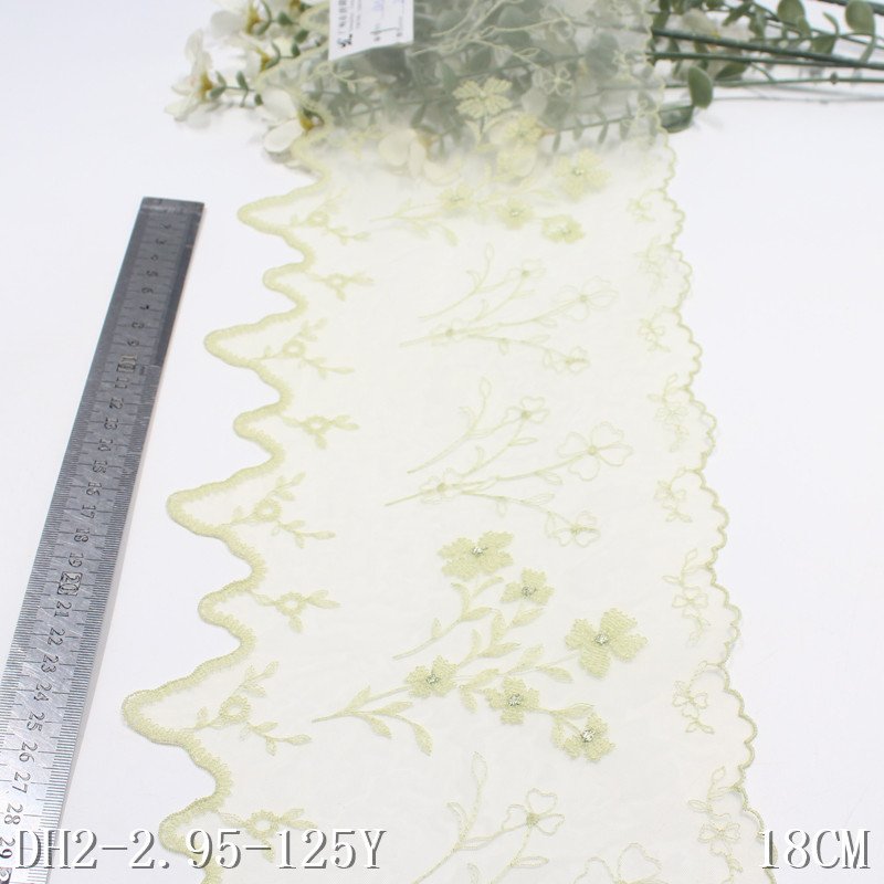 Factory floral Embroidered wave design floral Lace Trim 18cm black Mesh Lace Fabrics For Women dress