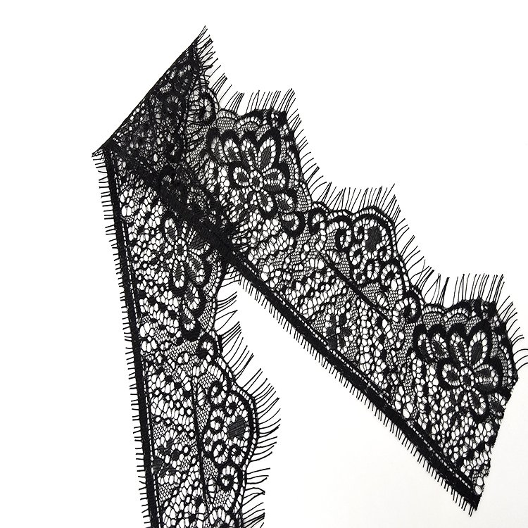 8CM Black White Eyelash Lace Trim Nylon Border Lace Trim Water Soluble Lace Trim