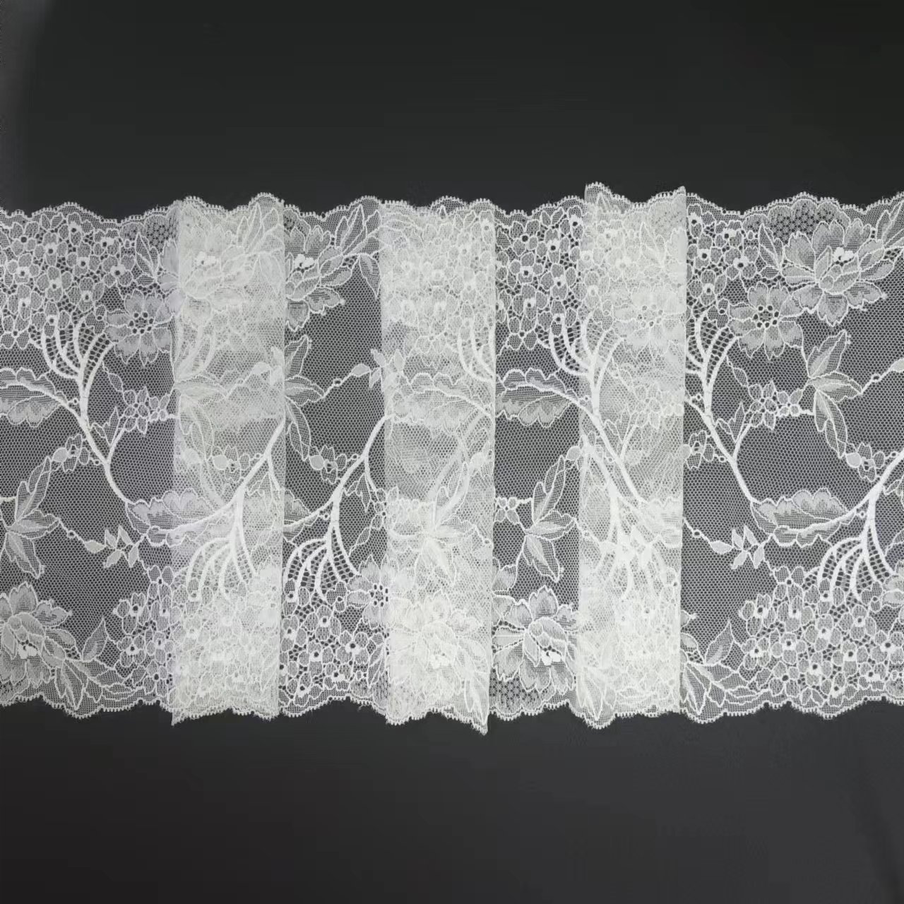 23 cm Custom White Tulle Nylon Spandex Lace Fabric Manufacturers' Elastic Lace Trimming for Bra Underwear Decorative Lingerie