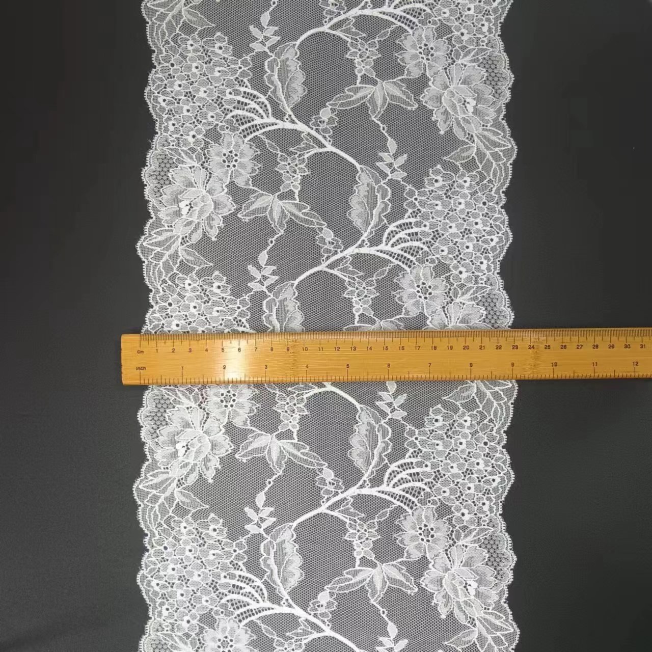 23 cm Custom White Tulle Nylon Spandex Lace Fabric Manufacturers' Elastic Lace Trimming for Bra Underwear Decorative Lingerie