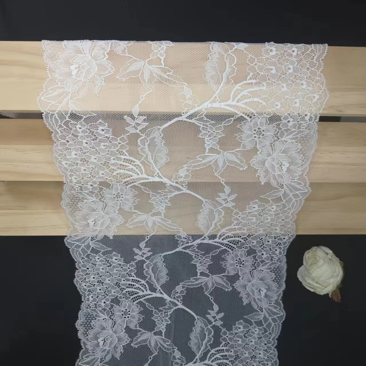 23 cm Custom White Tulle Nylon Spandex Lace Fabric Manufacturers' Elastic Lace Trimming for Bra Underwear Decorative Lingerie
