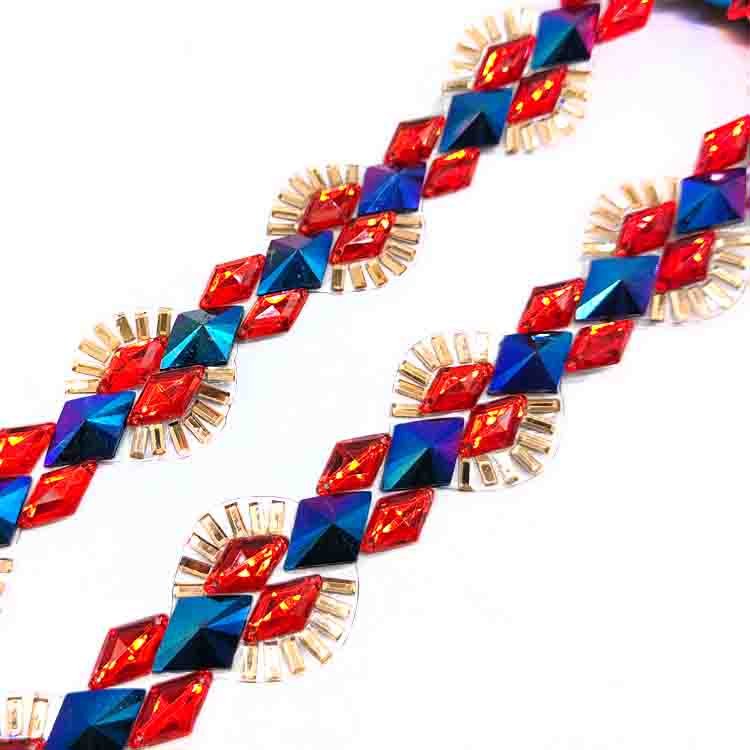 Carnival stones trim Roll iron on dance applique trimming For Garment Rhinestone Crafts