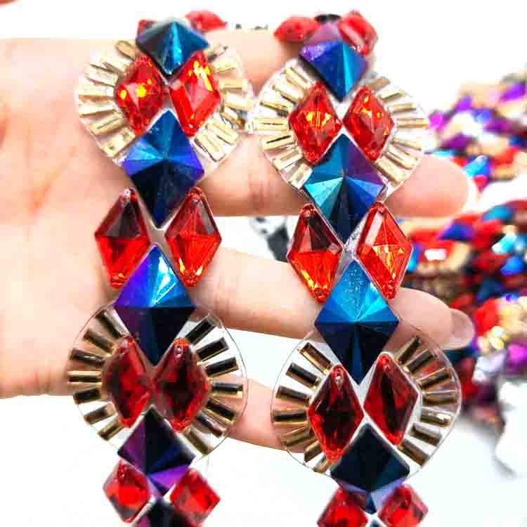 Carnival stones trim Roll iron on dance applique trimming For Garment Rhinestone Crafts