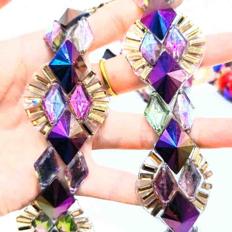 Carnival stones trim Roll iron on dance applique trimming For Garment Rhinestone Crafts