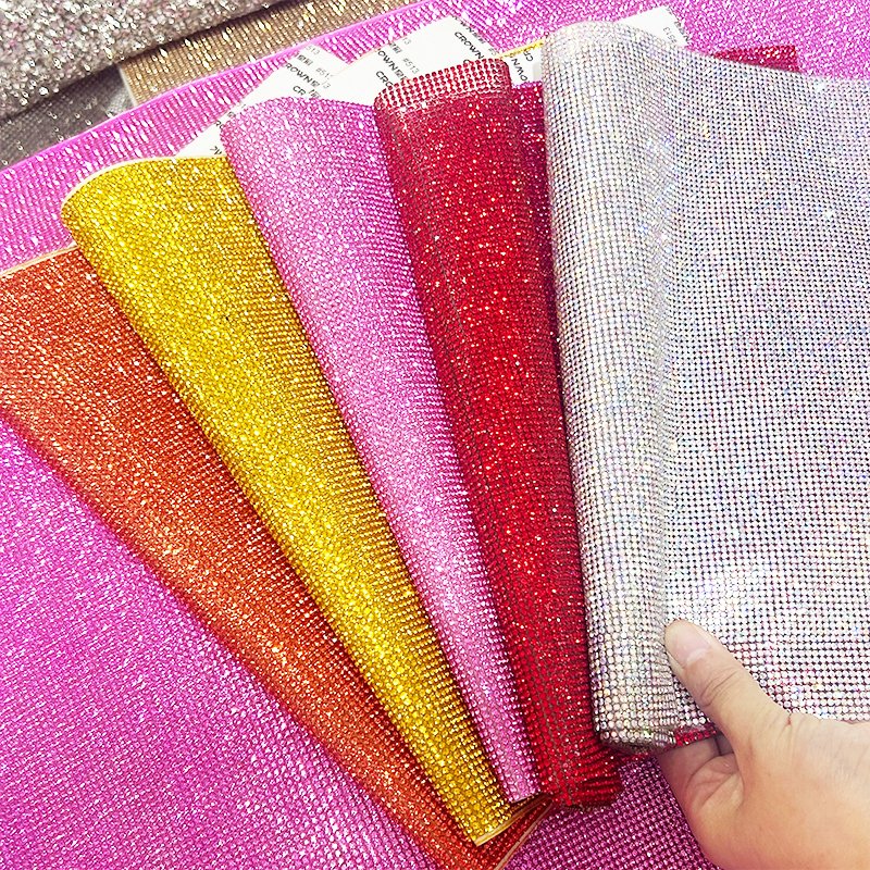 40*24 cm Crystal Rhinestone Sheet Self Adhesive Trim Glass Rhinestone Sheet Hot fix Diamond For Decoration