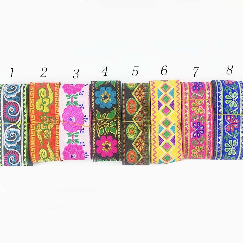 5cm diy national garment ribbon webbing embroidery colored flower pattern jacquard home textile costume collar lace ethnic trim
