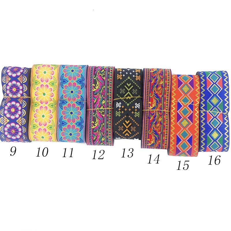 5cm diy national garment ribbon webbing embroidery colored flower pattern jacquard home textile costume collar lace ethnic trim