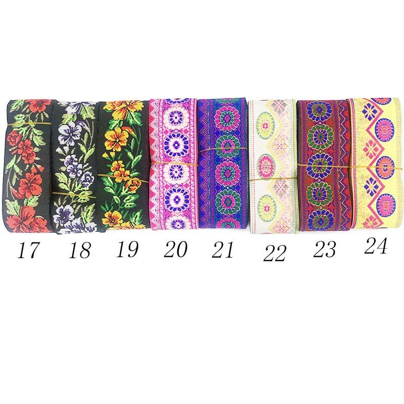 5cm diy national garment ribbon webbing embroidery colored flower pattern jacquard home textile costume collar lace ethnic trim