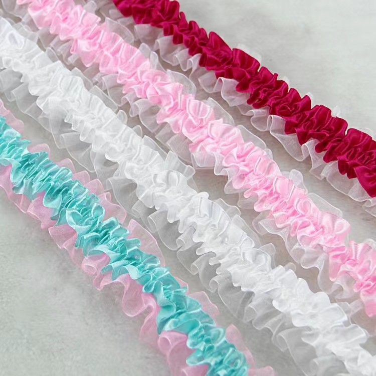 4cm Elastic Stretch Lace Trimming DIY Clothing Headwear Crafts Doll Decorate Accessories Stretchy Pleated Lace