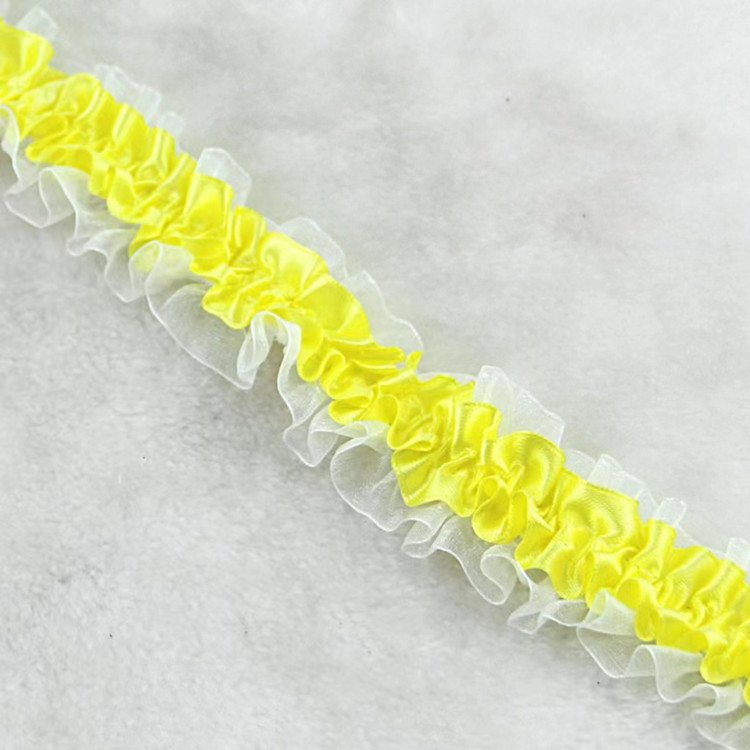 4cm Elastic Stretch Lace Trimming DIY Clothing Headwear Crafts Doll Decorate Accessories Stretchy Pleated Lace