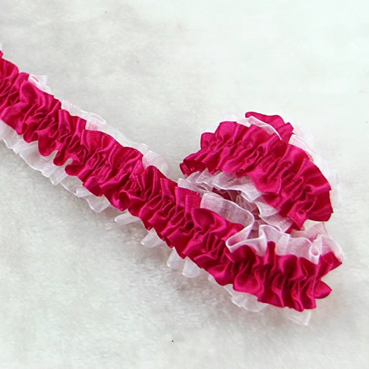 4cm Elastic Stretch Lace Trimming DIY Clothing Headwear Crafts Doll Decorate Accessories Stretchy Pleated Lace