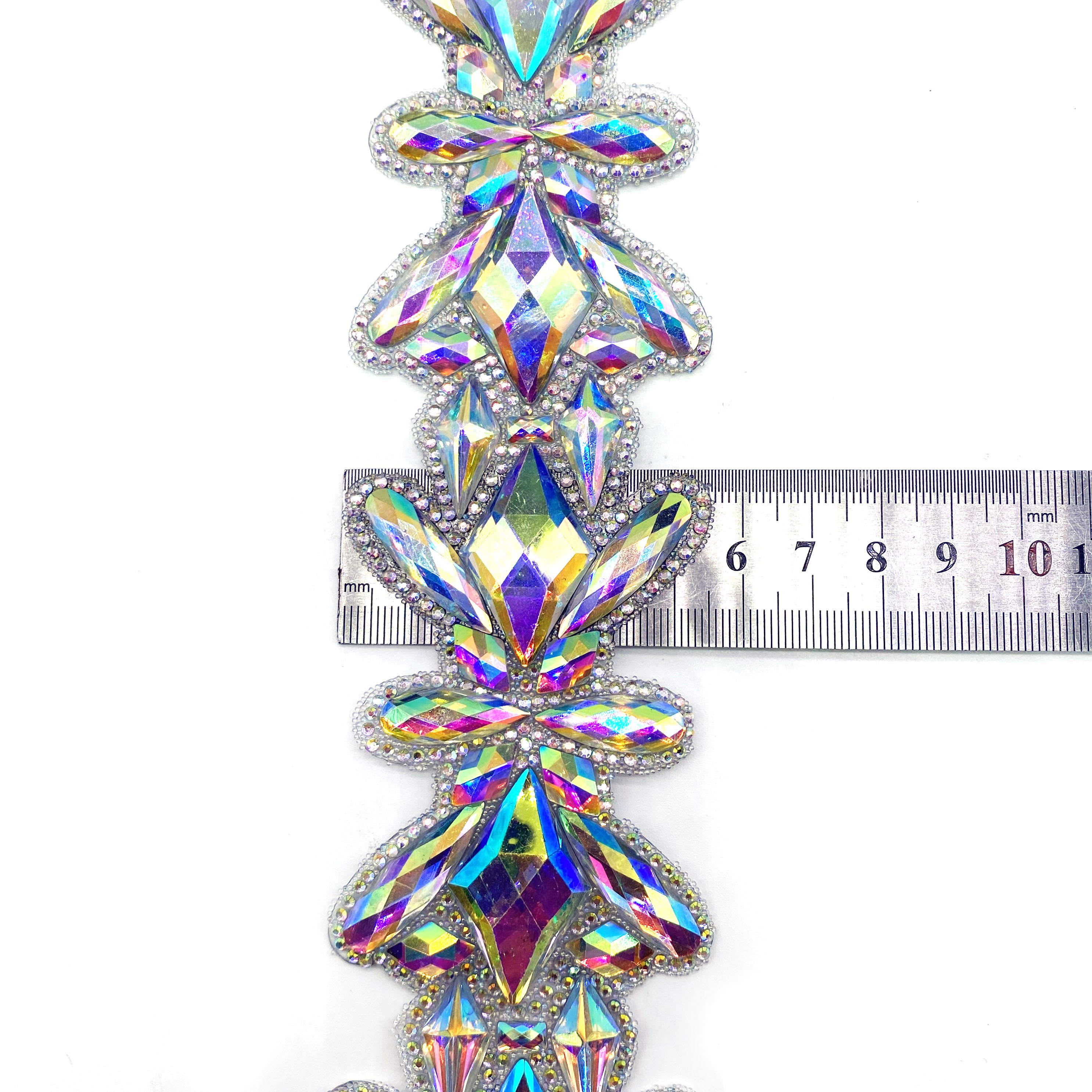 Custom Hot Fix AB Resin Rhinestone Trimming Applique Chain for Carnival Costume Accessories