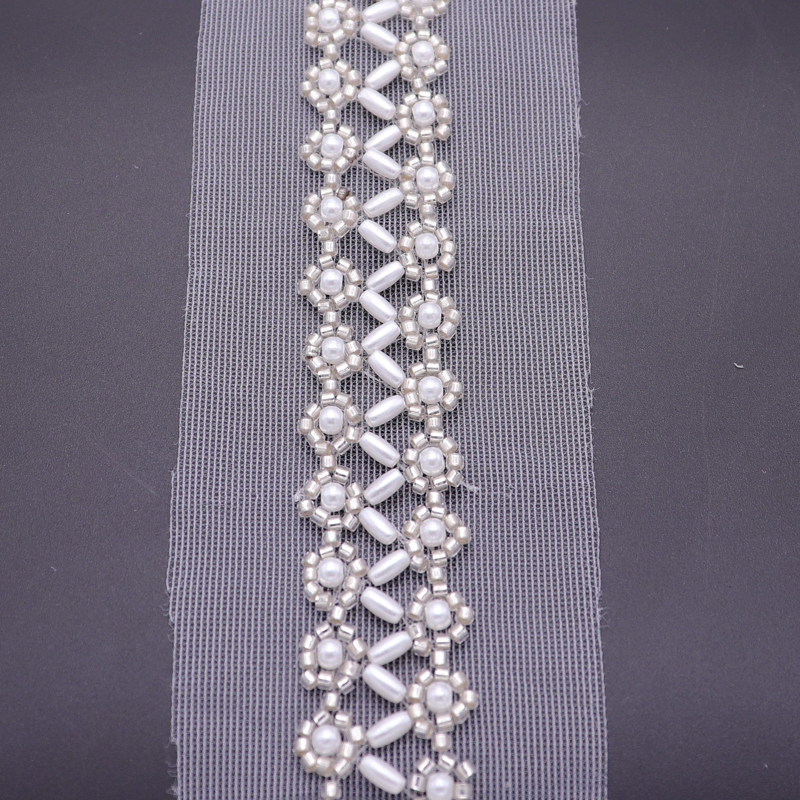 Fashionable Machine Embroidery Bridal Pearl Lace Trim Dress Decorative Beaded Trim Lace